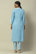 Pastel Blue Rayon Straight Suit Set image number 5