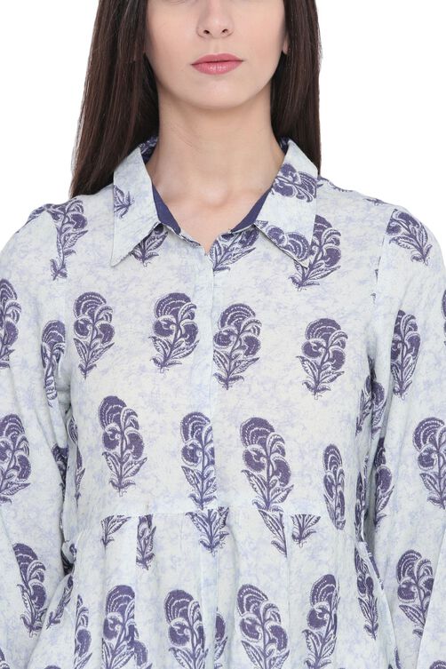 Indigo Rayon Asymmetric Kurta image number 1