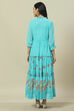 Sea Green Cotton Blend Tiered Dress image number 4