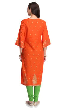 Orange Straight Kurta image number 4