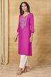 Pink Viscose Rayon Straight Solid Kurta image number 2