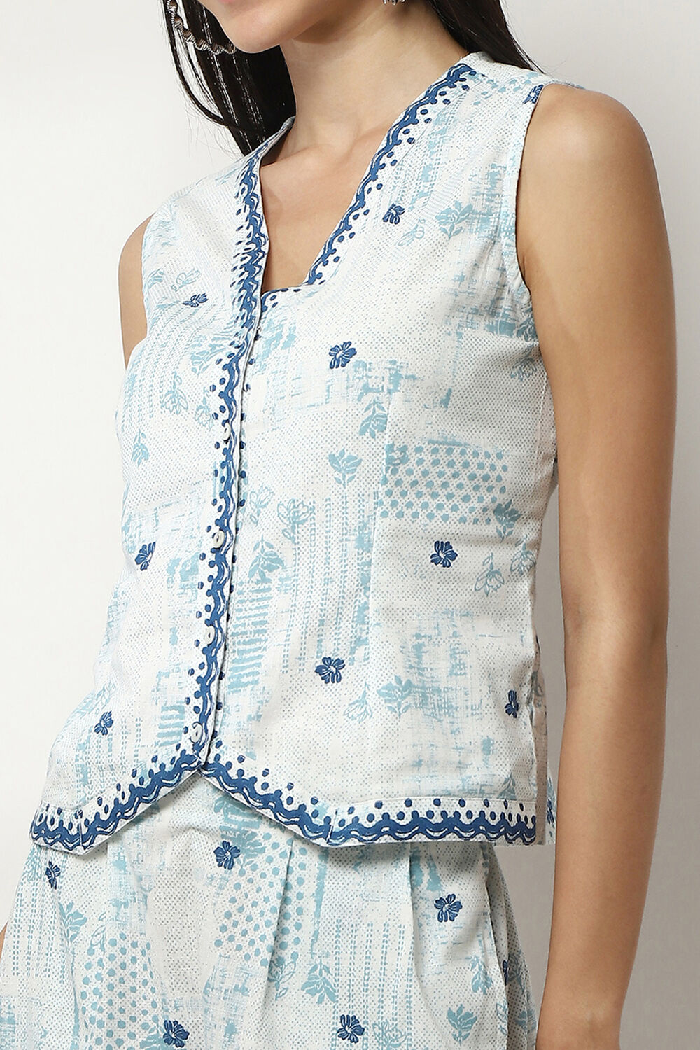 Blue Cotton Printed Co-ord Set image number 1