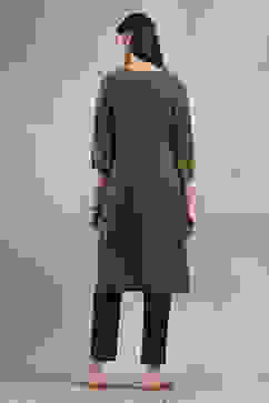 Green Printed Straight Kurta image number 3