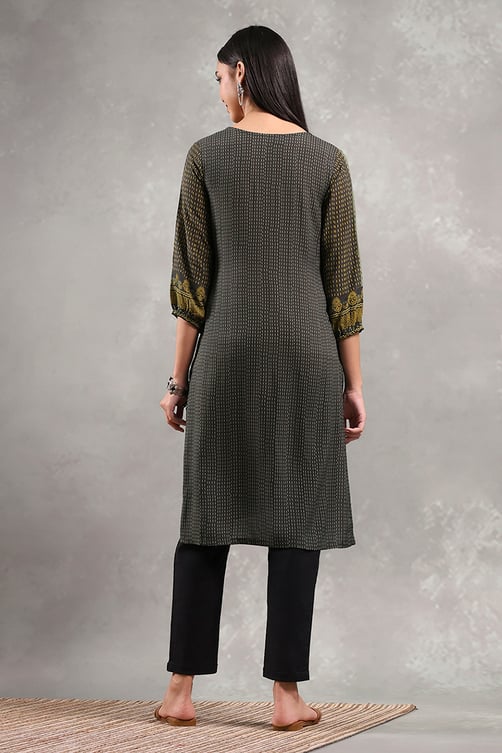 Pink Printed Straight Kurta image number 3