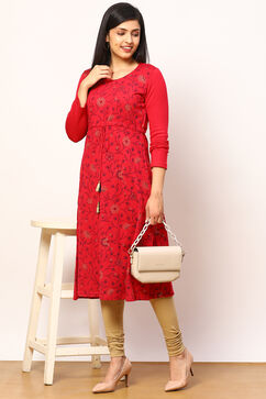Fuschia Acrylic A Line Dress image number 5