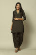 Black LIVA LIVA Straight Printed Kurta Palazzo Suit Set image number 7