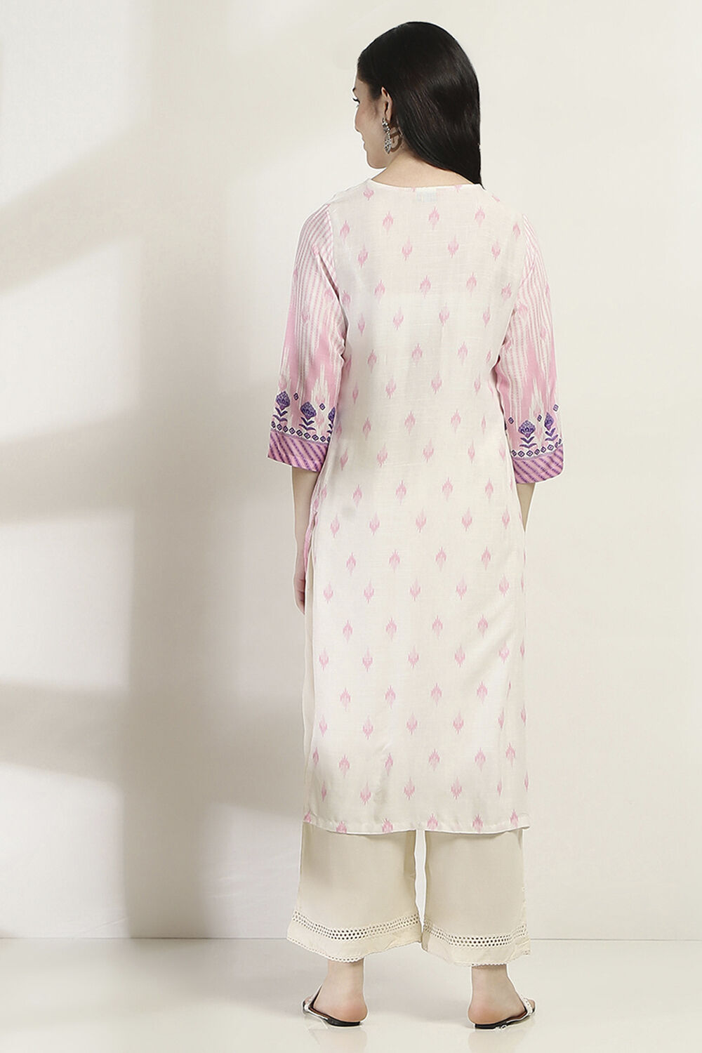 Purple Printed Straight Kurta image number 3