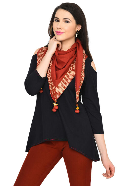 Maroon Cotton Scarf image number 0