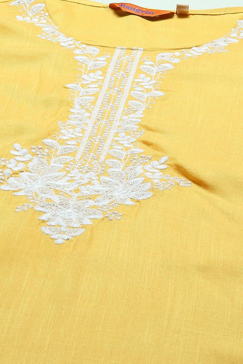 Yellow Embroidered Detail Straight Kurta image number 1