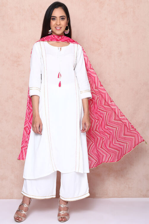 White Viscose A Line Suit Set image number 0