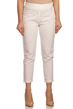White Cotton Fusion Pants image number 3