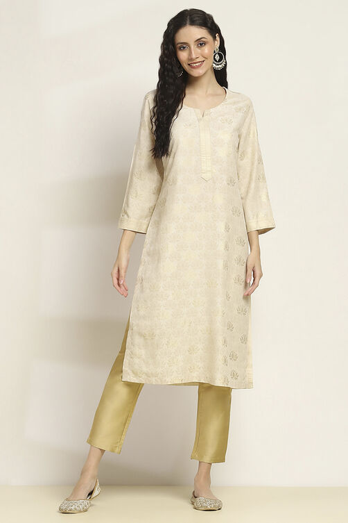 Blue Viscose Rayon Printed Straight Kurta image number 5