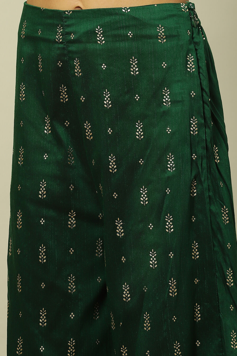 Green Cotton Blend Woven Straight Kurta Suit Set image number 2