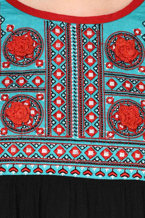 Black Kalidar Viscose Kurta image number 1