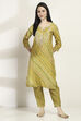 Olive Viscose Blend Straight Set image number 6