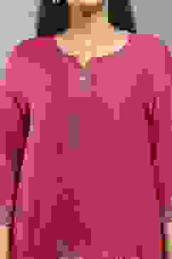 Purple Viscose Straight Kurta Pants Set image number 1