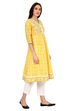 Yellow Kalidar Cotton Kurta image number 3