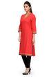 Red Cotton Straight Kurta image number 2