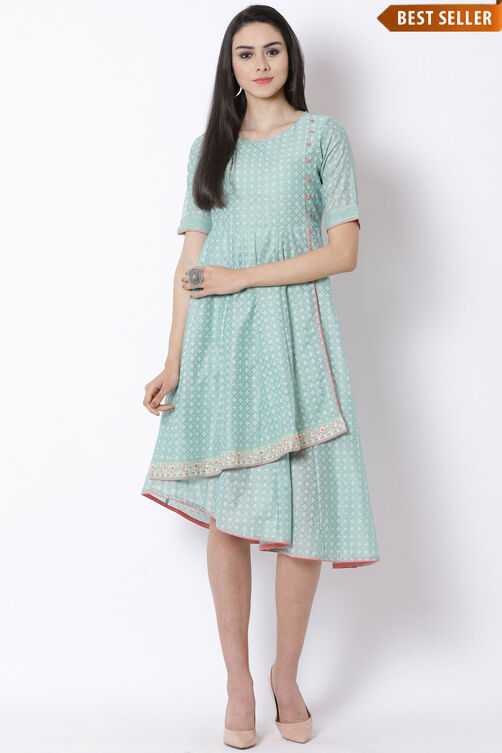 Green Art Silk Kalidar Dress image number 0
