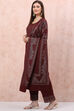 Maroon Art Silk Straight Suit Set image number 5