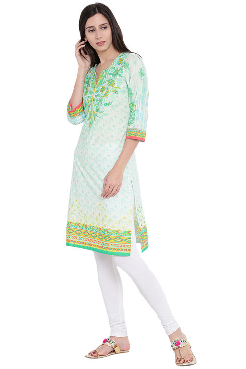 Green Straight Kurta image number 3