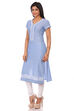 Blue Cotton Straight Kurta image number 3