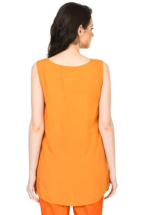 Yellow Straight Viscose Indie Top image number 4