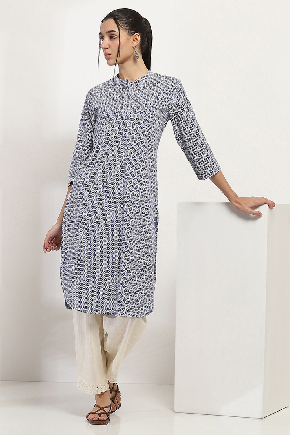 Green Printed Straight Kurta image number 0