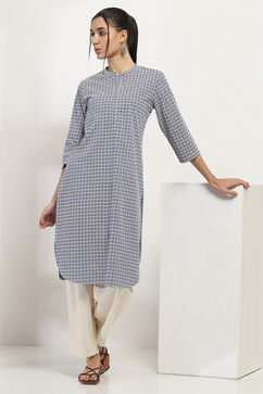 Indigo Printed Straight Kurta image number 0