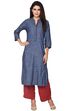 Indigo Straight Cotton Kurta image number 0