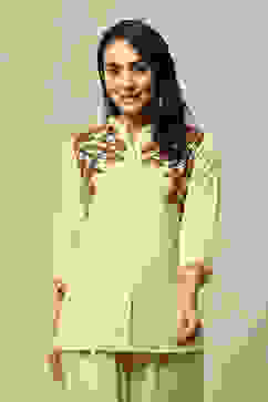 Ecru LIVA Straight Printed Top image number 5