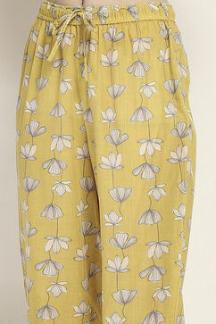 Yellow Cotton Blend Straight SET image number 2