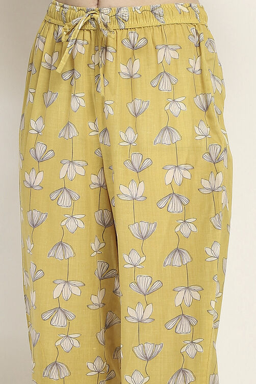 Yellow Cotton Blend Straight SET image number 2