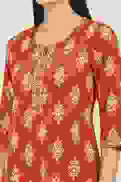 Brown Cotton Straight Kurtas image number 1