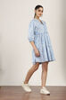 Blue Rayon Flex Tiered Dresses image number 4