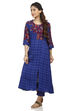 Blue Flared Viscose Kurta image number 3