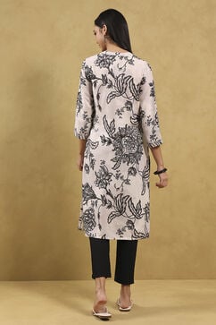Black Viscose Rayon Printed Straight Kurta image number 3