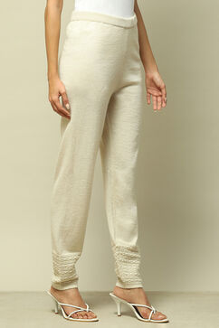 Off White Acrylic Regular Solid Legging image number 3