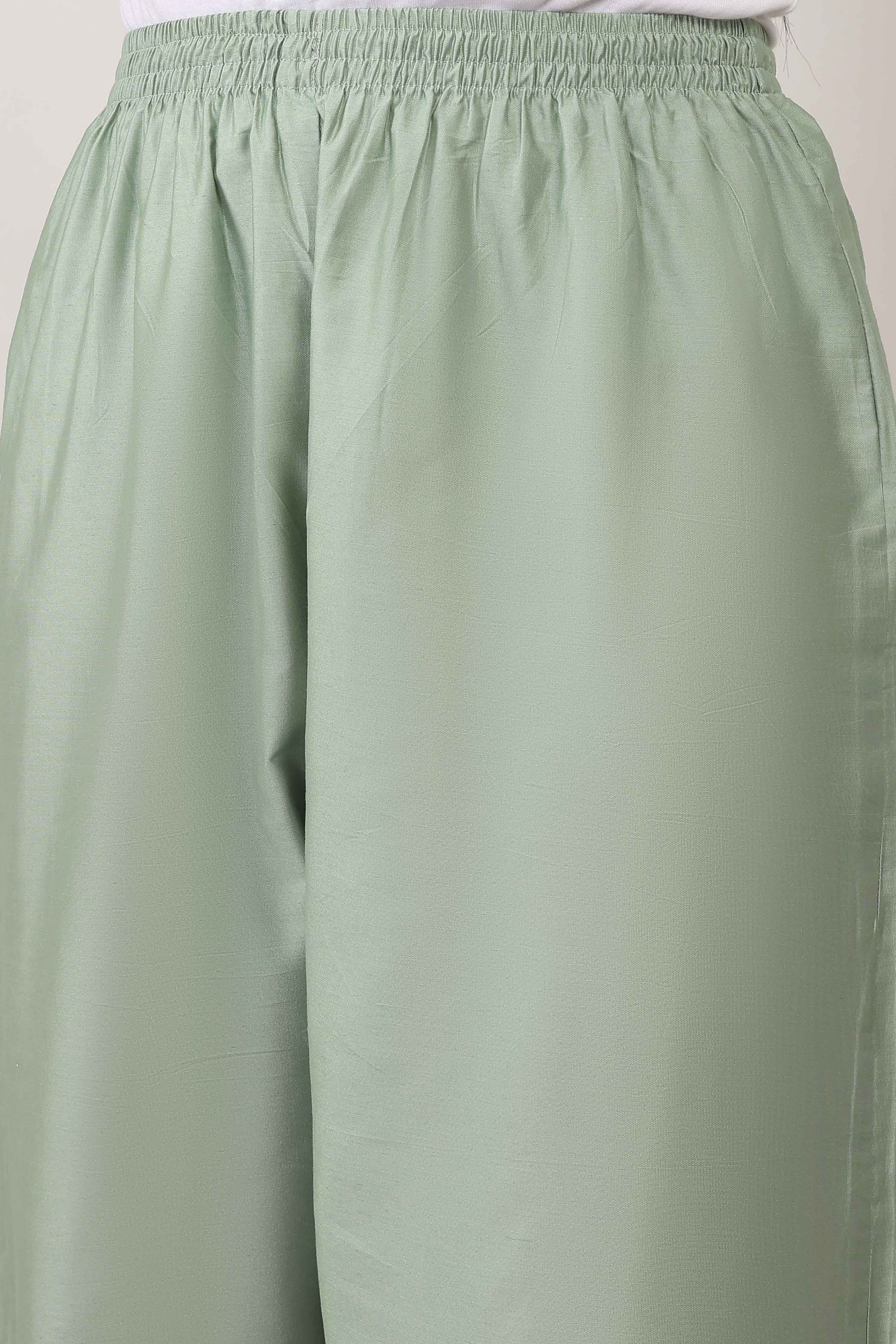 Green Viscose Straight Suit Sets image number 2