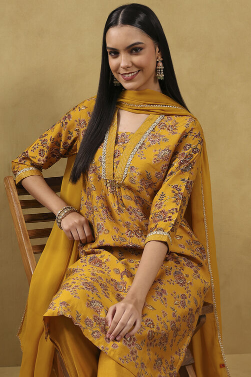 Pink Viscose Blend Printed Straight Suit Set image number 0