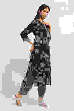 Black Printed Straight Kurta Set image number 5