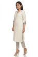 Ecru Straight Cotton Kurta image number 3