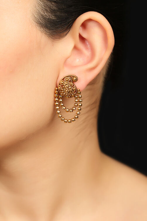 Golden Metal Brass Earrings image number 0