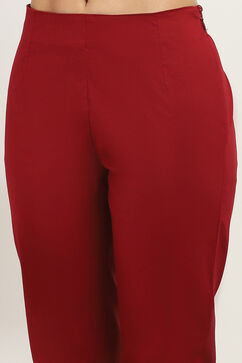Maroon Cotton Blend Pants image number 1