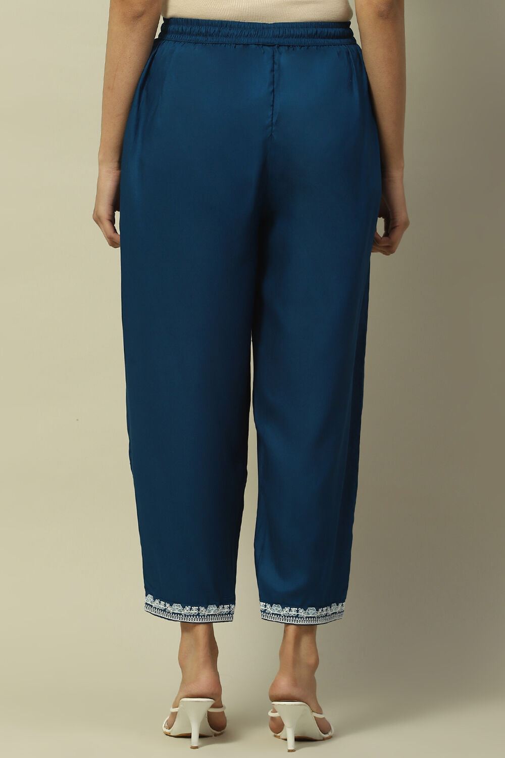 Indigo Viscose Straight Palazzo image number 5