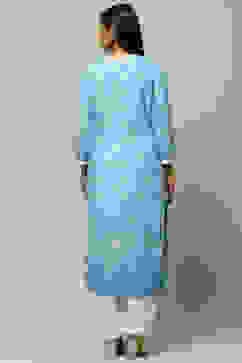 Blue Rayon Staight Kurta image number 3