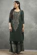 Green Viscose Straight Kurta Pants Set image number 6