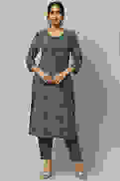 Blue Rayon Straight Suit Set image number 6