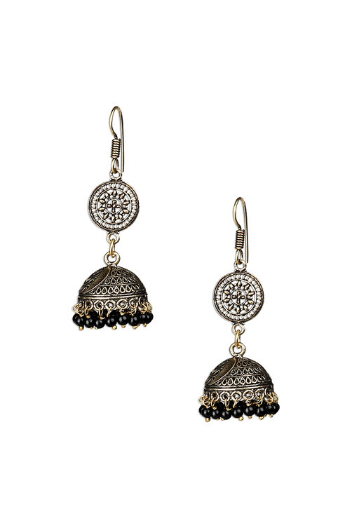 Jali And Black Beads Earrings image number 1