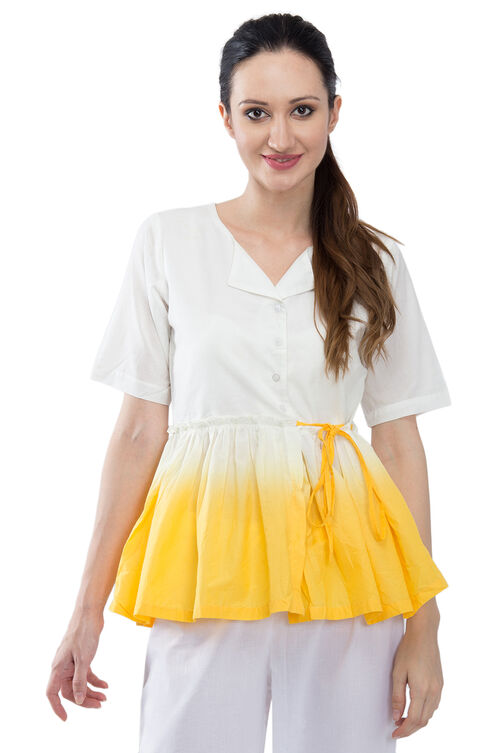 White Flared Cotton Indie Top image number 0